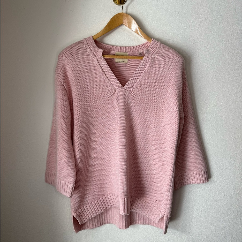 Elie Tahari Pink V-Neck Sweater
